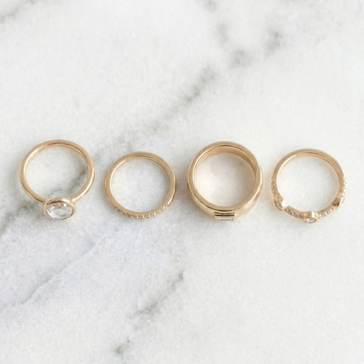 Loli - Pack de anillos vintage de oro y circonitas