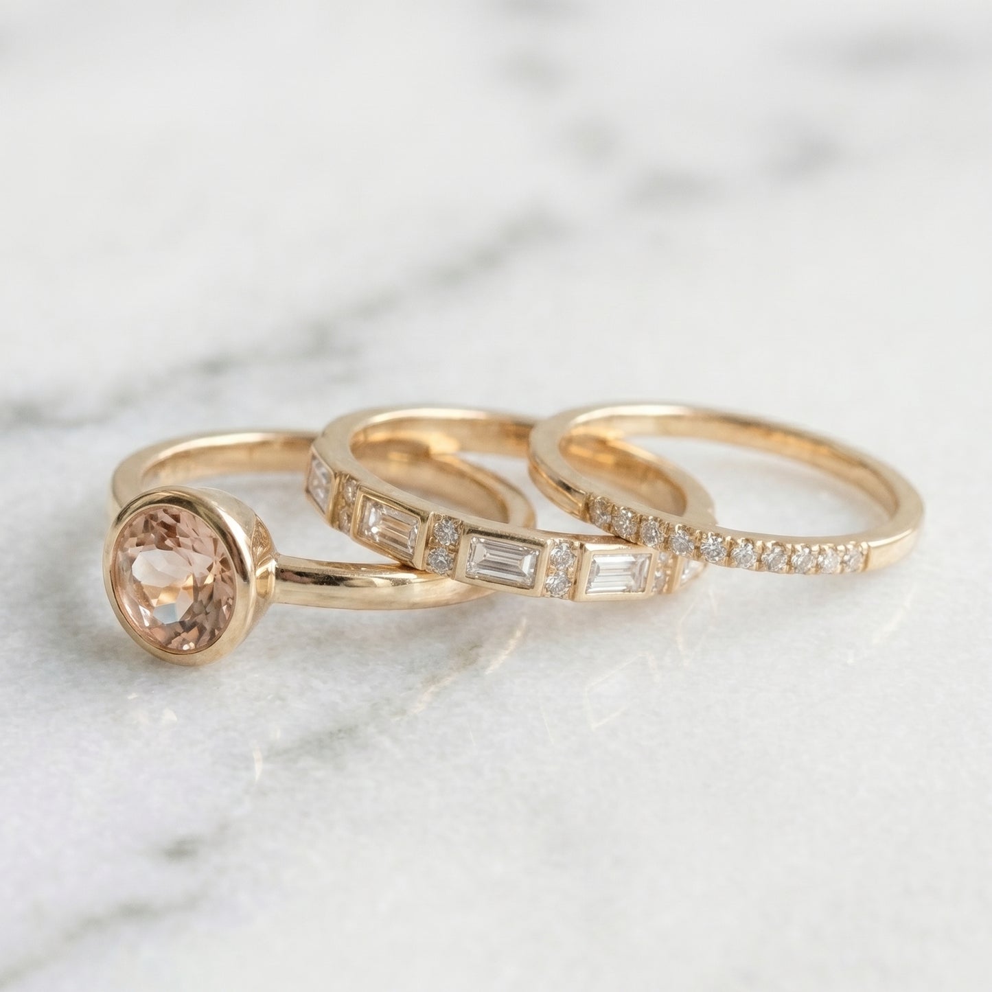 Esperanza - Pack de anillos de oro con incrustaciones de brillantes