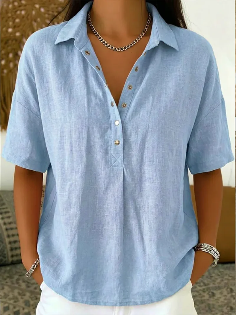 Cristina Pulido® | Blusa con cuello y detalles de botones (TEMPORALMENTE 1+1 GRATIS)