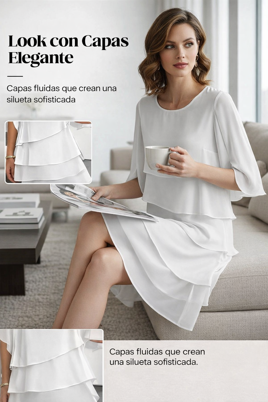 Marta | Vestido de capas con mangas de volantes