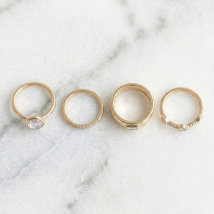 Loli - Pack de anillos vintage de oro y circonitas