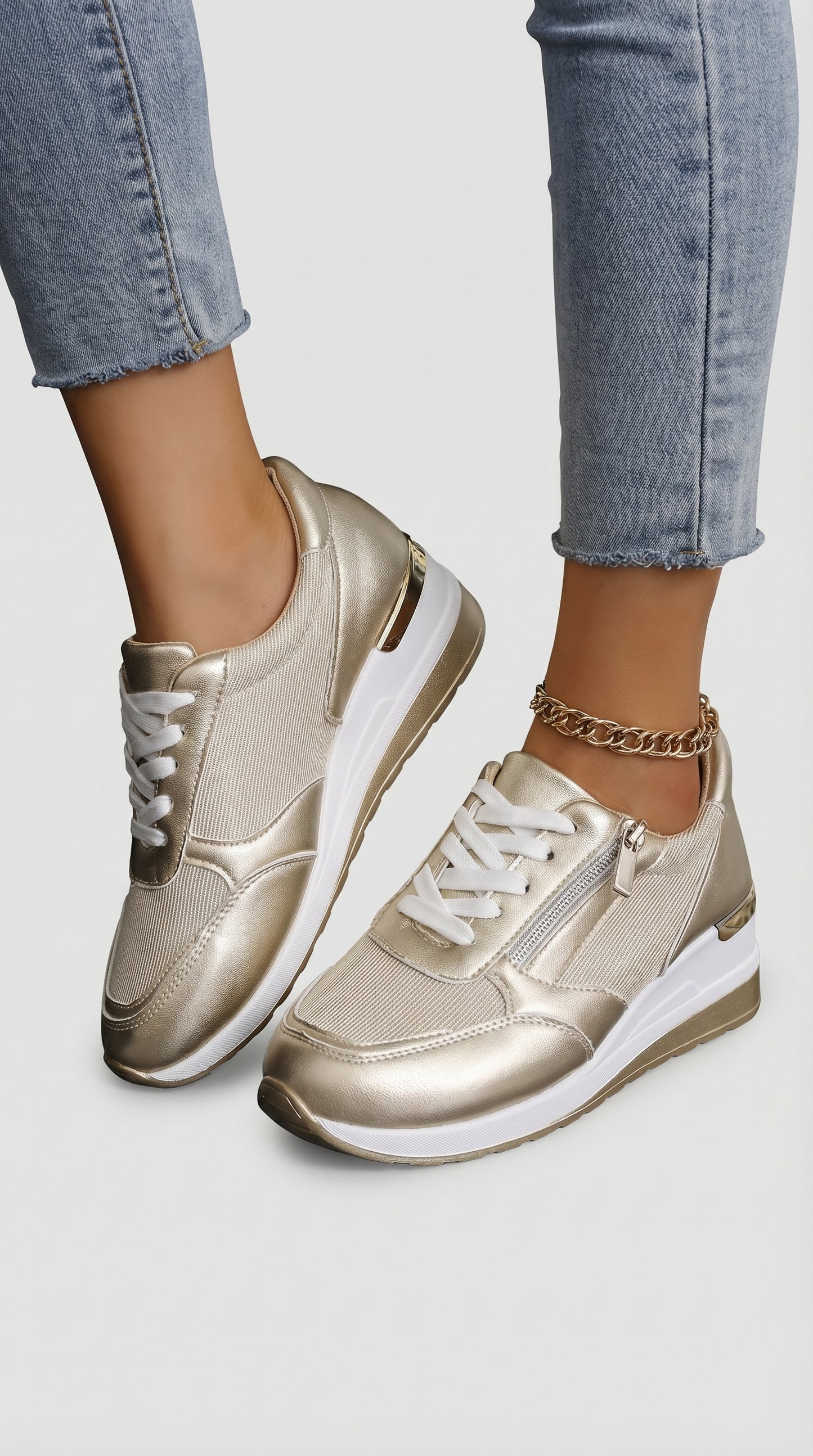 Zapatillas ortopédicas nuevas para mujer con cordones y cremallera lateral