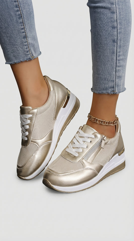 Zapatillas ortopédicas nuevas para mujer con cordones y cremallera lateral