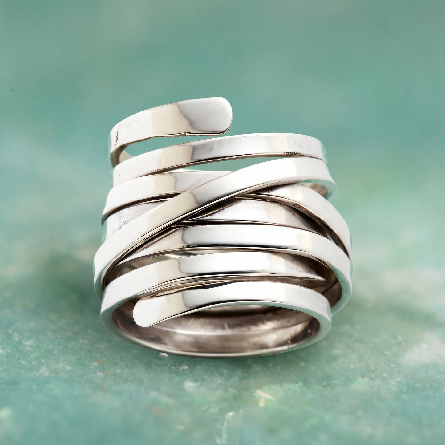 Bea - Anillo plateado vintage de capa gruesa