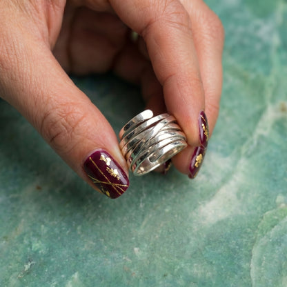 Bea - Anillo plateado vintage de capa gruesa