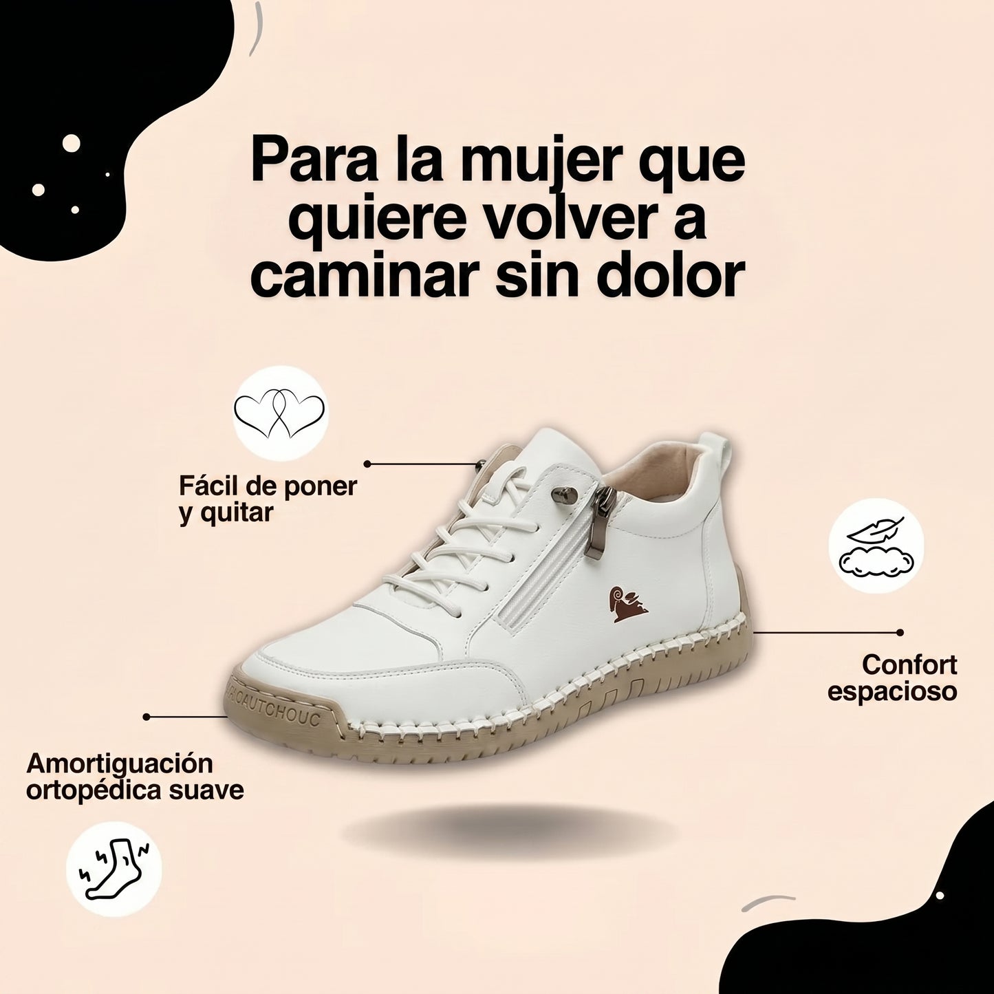 Mila | Zapatillas ortopédicas cómodas + cremallera