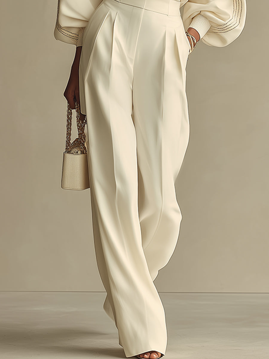 Selena – conjunto de canalé con pantalones de pierna ancha