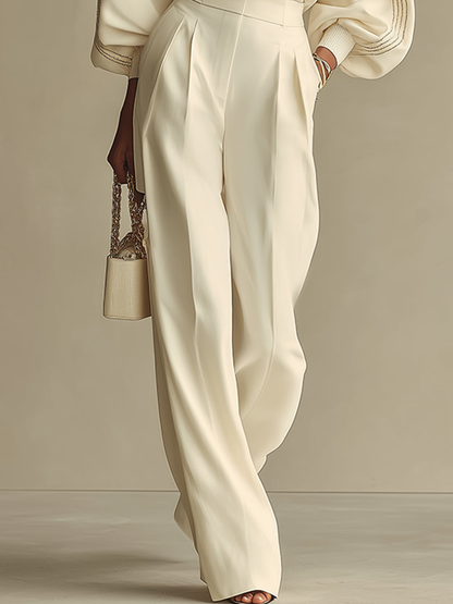 Selena – conjunto de canalé con pantalones de pierna ancha