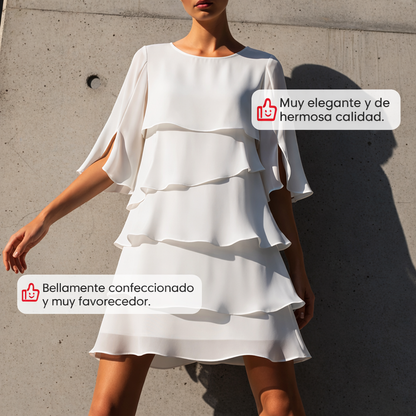 Marta | Vestido de capas con mangas de volantes