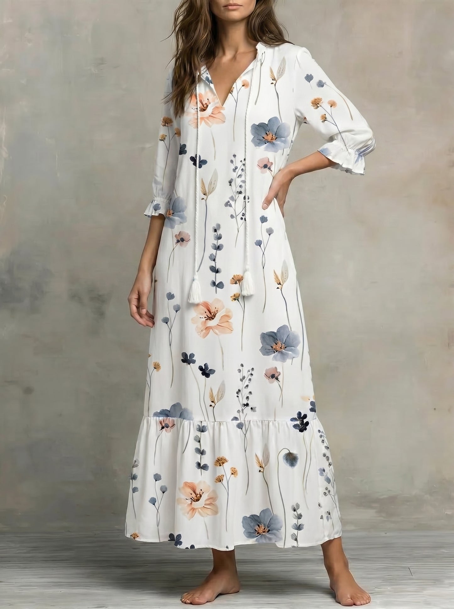 Luna | Vestido midi de estilo bohemio desenfadado