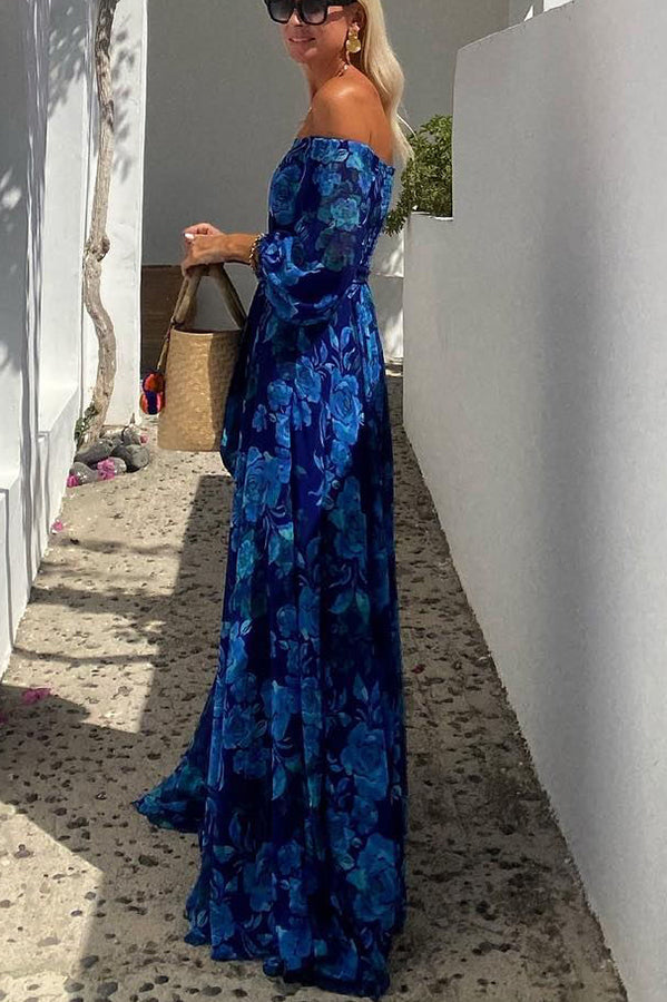 Luna™ | Vestido largo estampado floral con mangas caídas