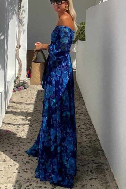 Luna™ | Vestido largo estampado floral con mangas caídas