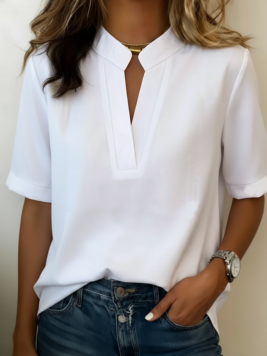 Margarita | Blusa elegante con escote en V y detalles dorados