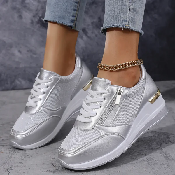 Zapatillas ortopédicas nuevas para mujer con cordones y cremallera lateral
