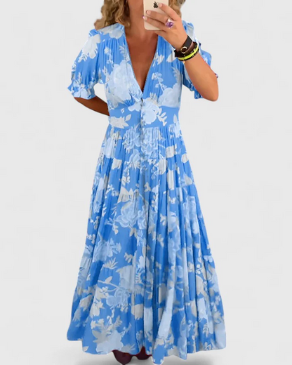 Minelba - Vestido de flores con cuello en V