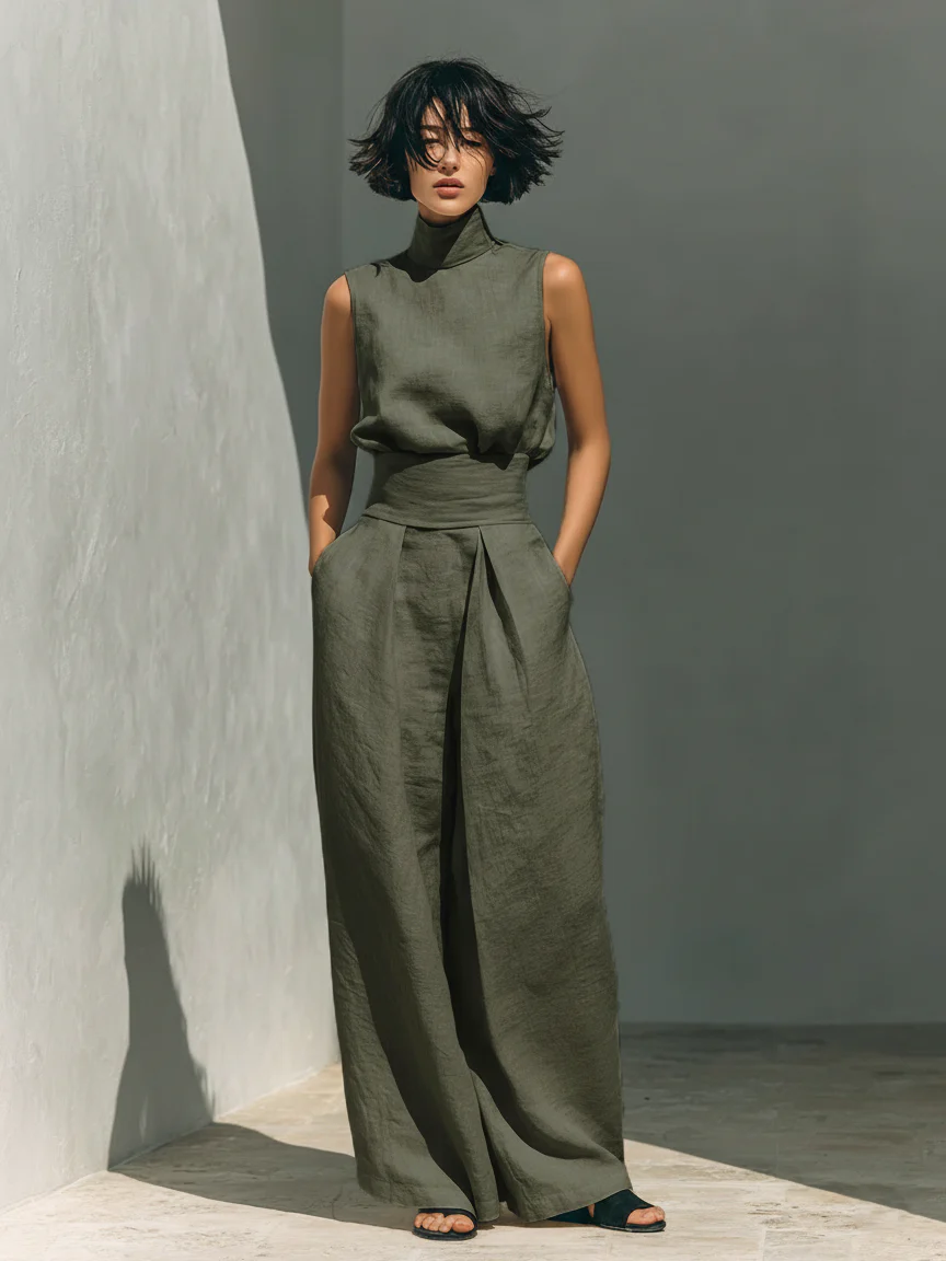 Maria | Conjunto top de tirantes y pantalones anchos para mujer