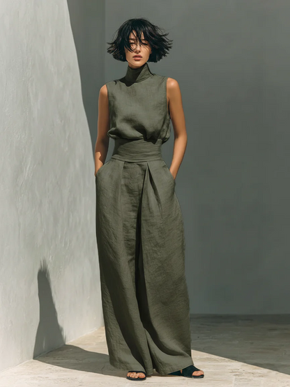 Maria | Conjunto top de tirantes y pantalones anchos para mujer