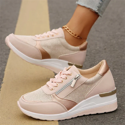Zapatillas ortopédicas nuevas para mujer con cordones y cremallera lateral
