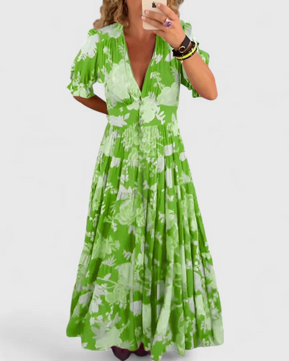 Minelba - Vestido de flores con cuello en V