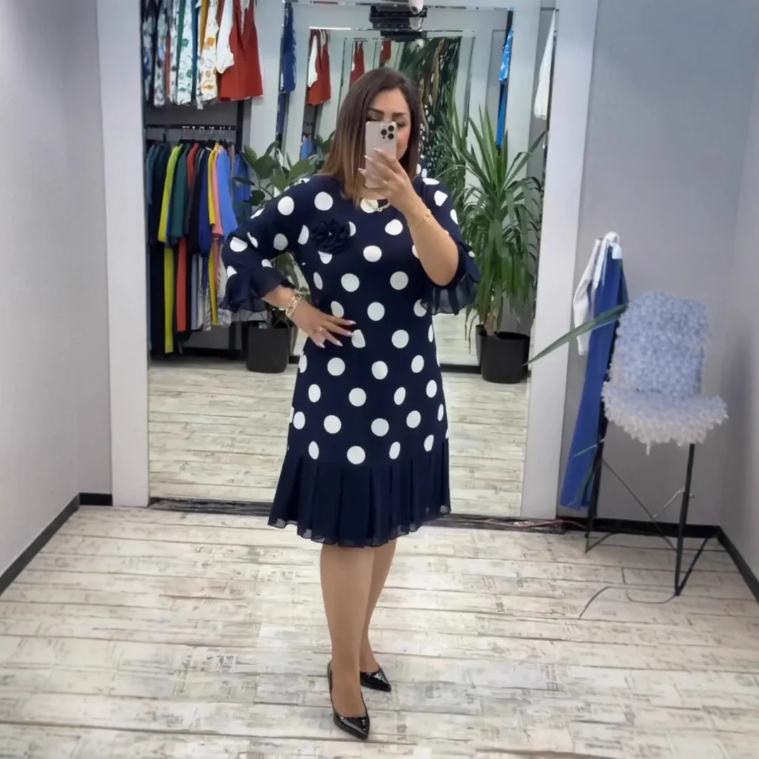 Paola | Vestido plisado de lunares