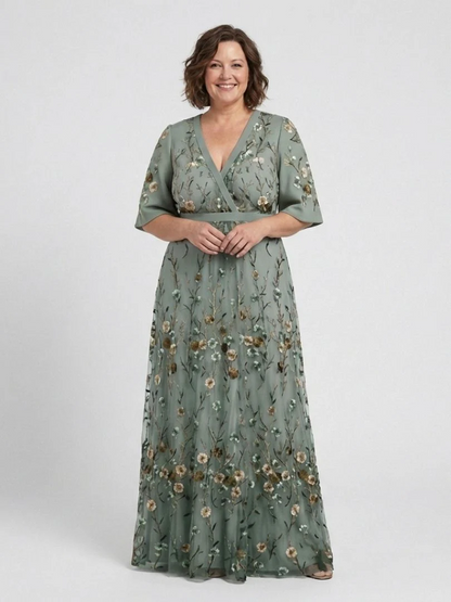 Eloisa | Vestido largo con estampado floral y cuello en V