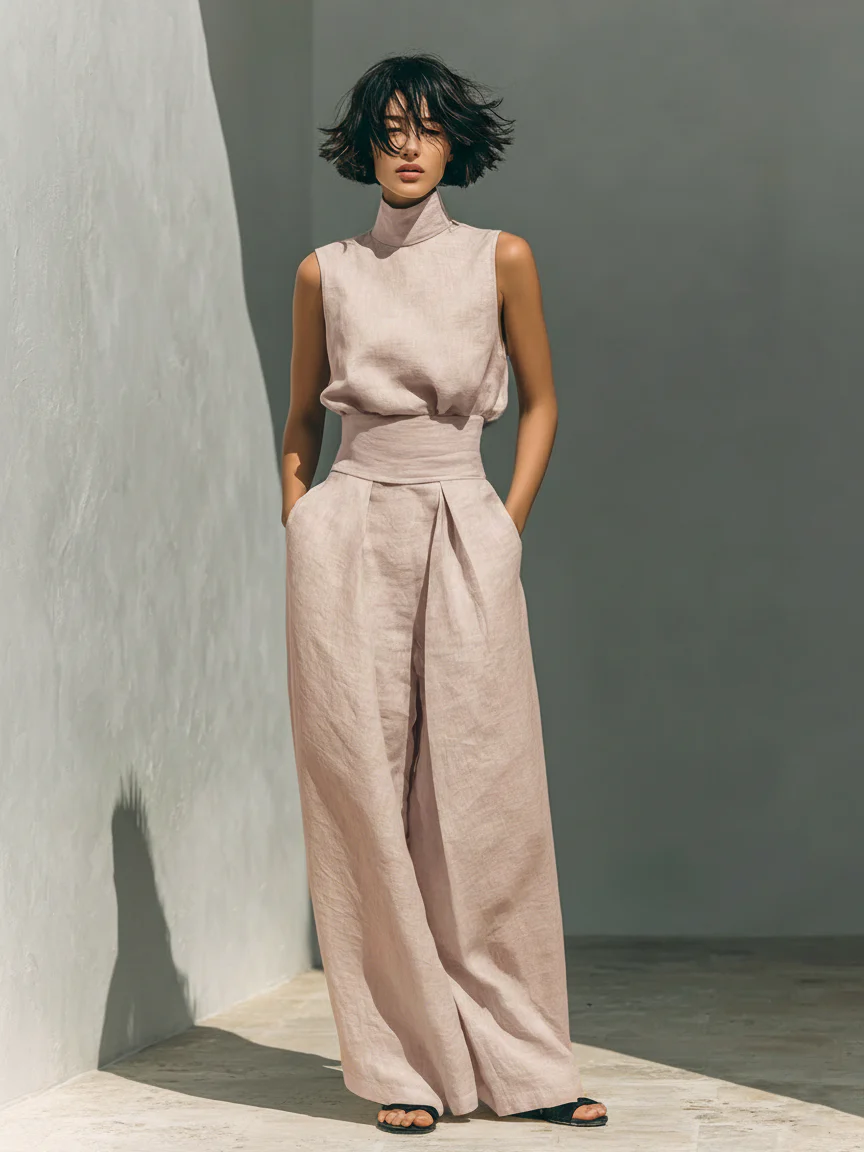 Maria | Conjunto top de tirantes y pantalones anchos para mujer