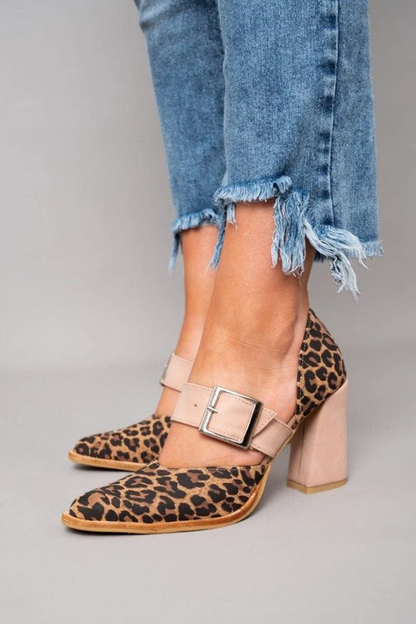 Ilana™ | Zapatos de tacón grueso con un atrevido estampado de leopardo