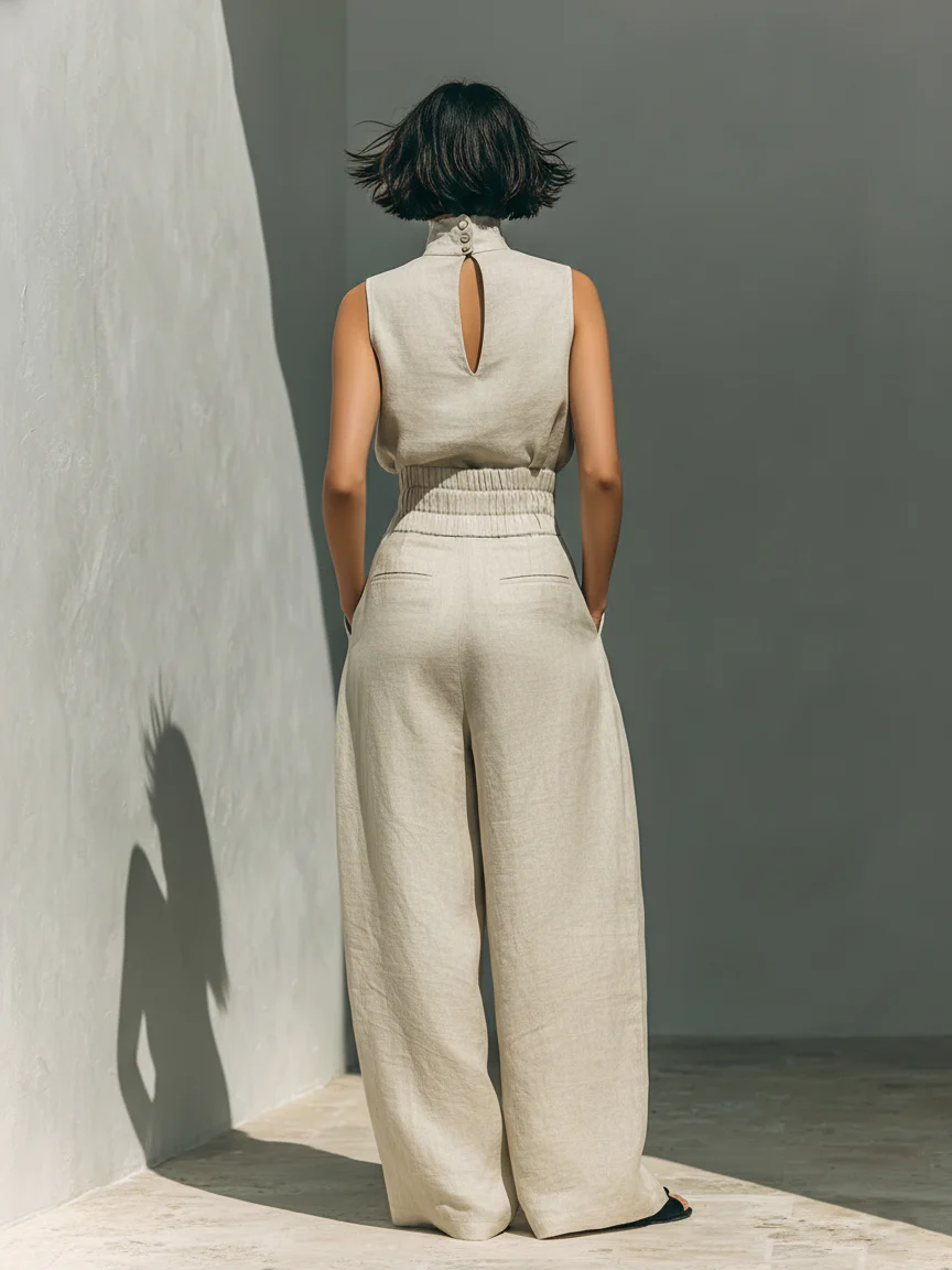 Maria | Conjunto top de tirantes y pantalones anchos para mujer