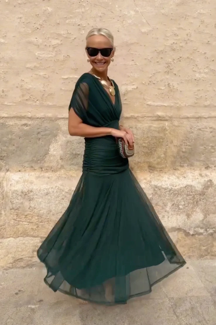 Luisa | Vestido largo de fiesta elegante con cuello en V