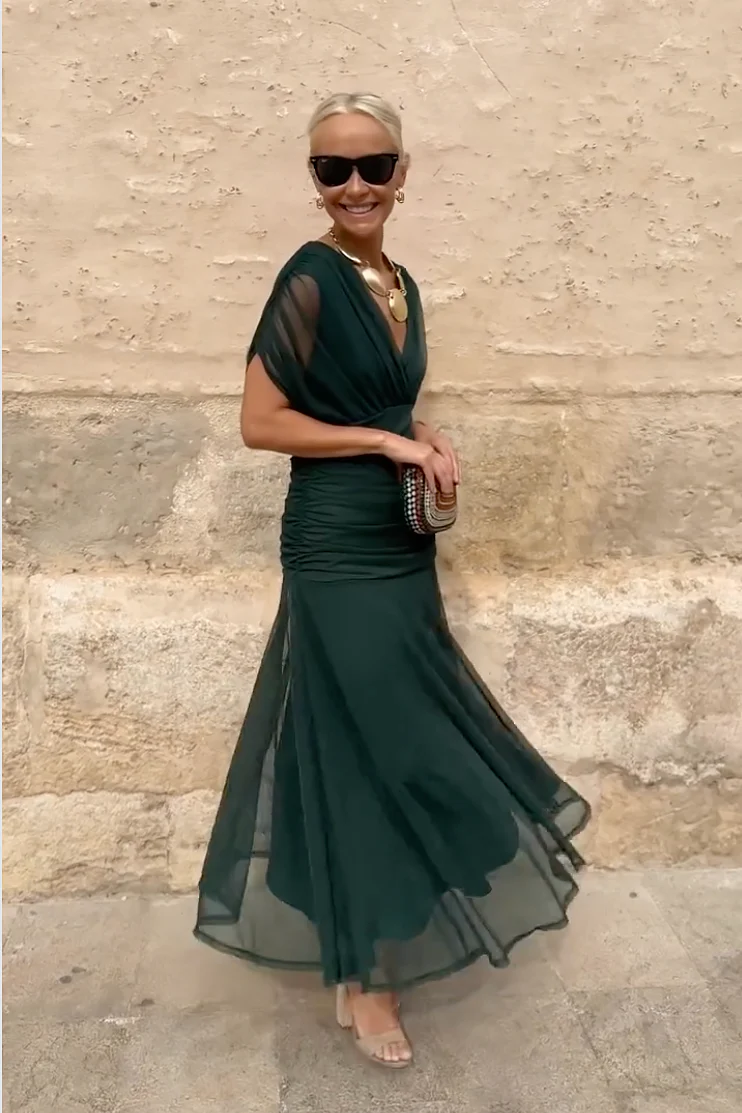 Luisa | Vestido largo de fiesta elegante con cuello en V