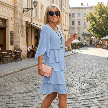 Marta | Vestido de capas con mangas de volantes