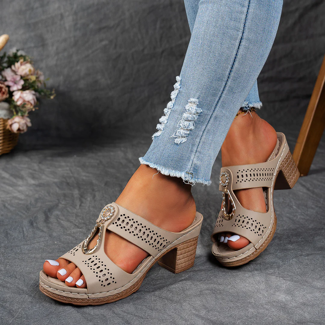 Isabel™ | Sandalias ortopédicas cómodas con tacón alto