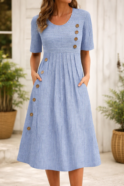 Victoria™ | Vestido midi de rayas con un estilo atemporal