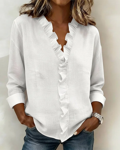 Chiara™ | Blusa con escote en V y volantes delicados