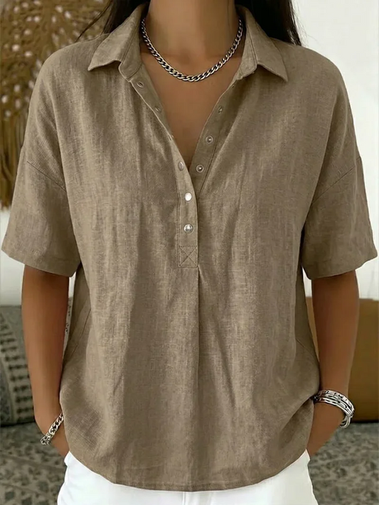 Cristina Pulido® | Blusa con cuello y detalles de botones (TEMPORALMENTE 1+1 GRATIS)
