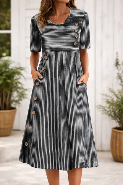 Victoria™ | Vestido midi de rayas con un estilo atemporal
