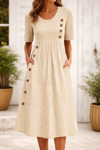 Victoria™ | Vestido midi de rayas con un estilo atemporal