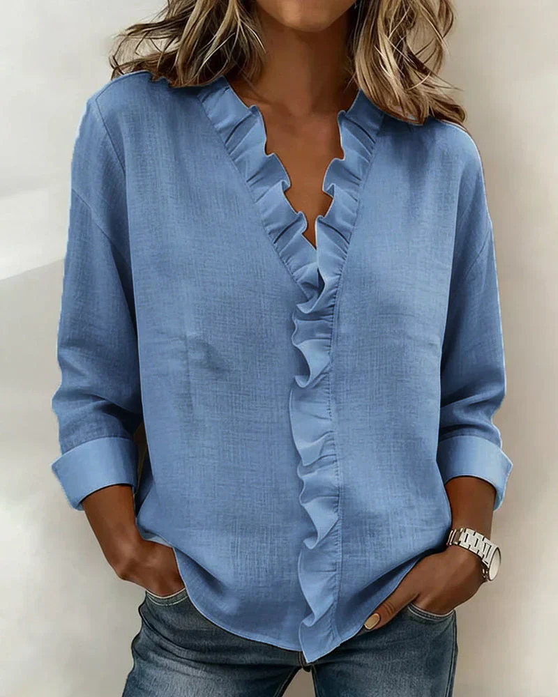 Chiara™ | Blusa con escote en V y volantes delicados