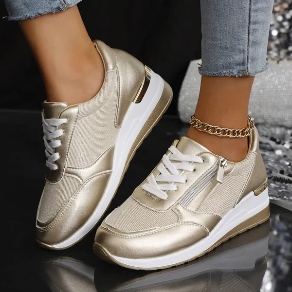 Zapatillas ortopédicas nuevas para mujer con cordones y cremallera lateral