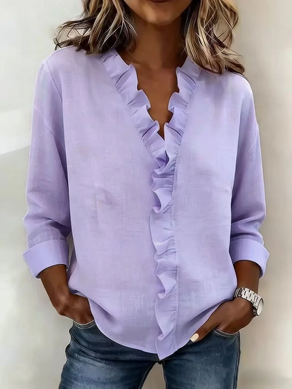 Chiara™ | Blusa con escote en V y volantes delicados