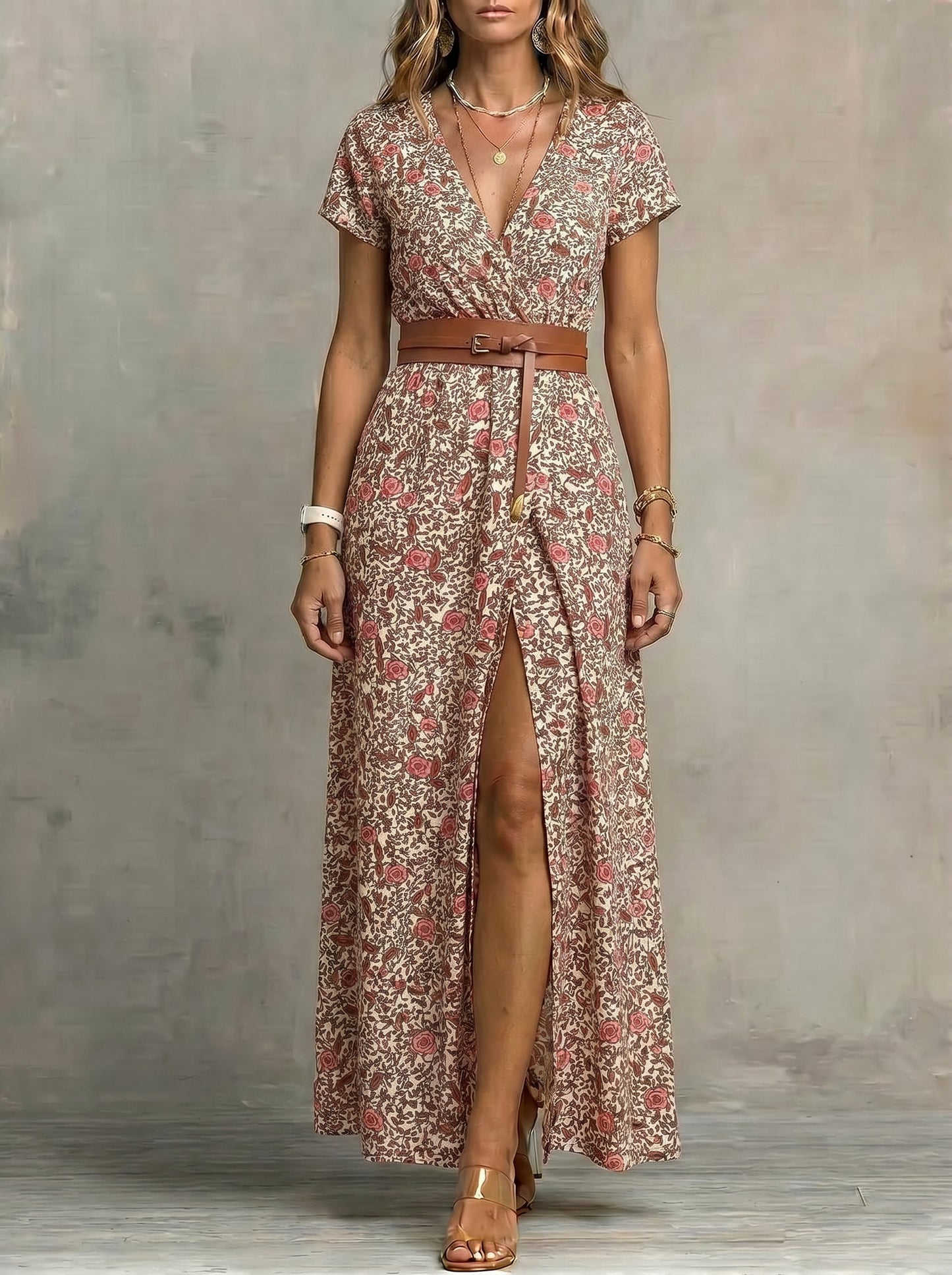 Justa™ - Vestido largo bohemio y fluido con cinturón