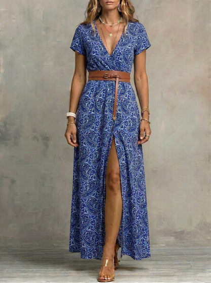 Justa™ - Vestido largo bohemio y fluido con cinturón
