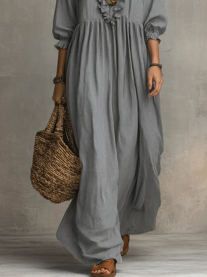 Clara™ | Vestido largo de rayas con volantes estilo bohemio