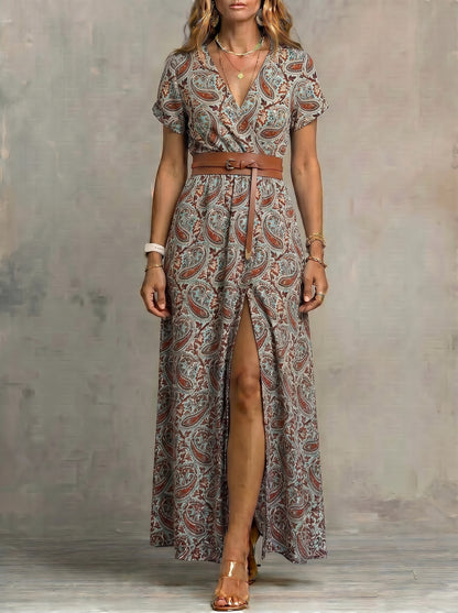 Justa™ - Vestido largo bohemio y fluido con cinturón