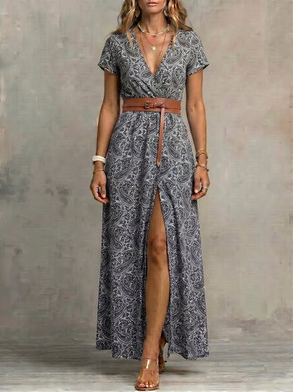 Justa™ - Vestido largo bohemio y fluido con cinturón